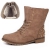 best-boots Damen Stiefelette Winter Boots Schnürer Stiefel warm gefüttert Khaki 1115 Größe 37 - 6
